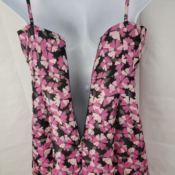KATE SPADE Womens 14 Wallflower Jacquard Dress Pink Black Metallic A Line Knee - Picture 5 of 16